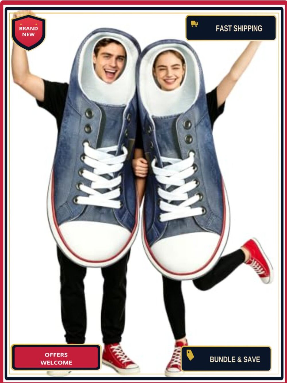 Adult Sneaker Costume 2PC Couples Canvas Suit Halloween Cosplay